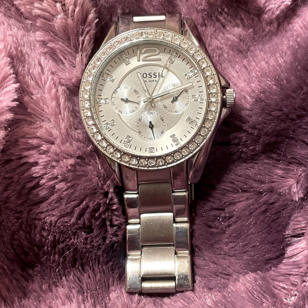 **SOLD**Fossil Riley Multifunction Stainless Steel Silver Watch
